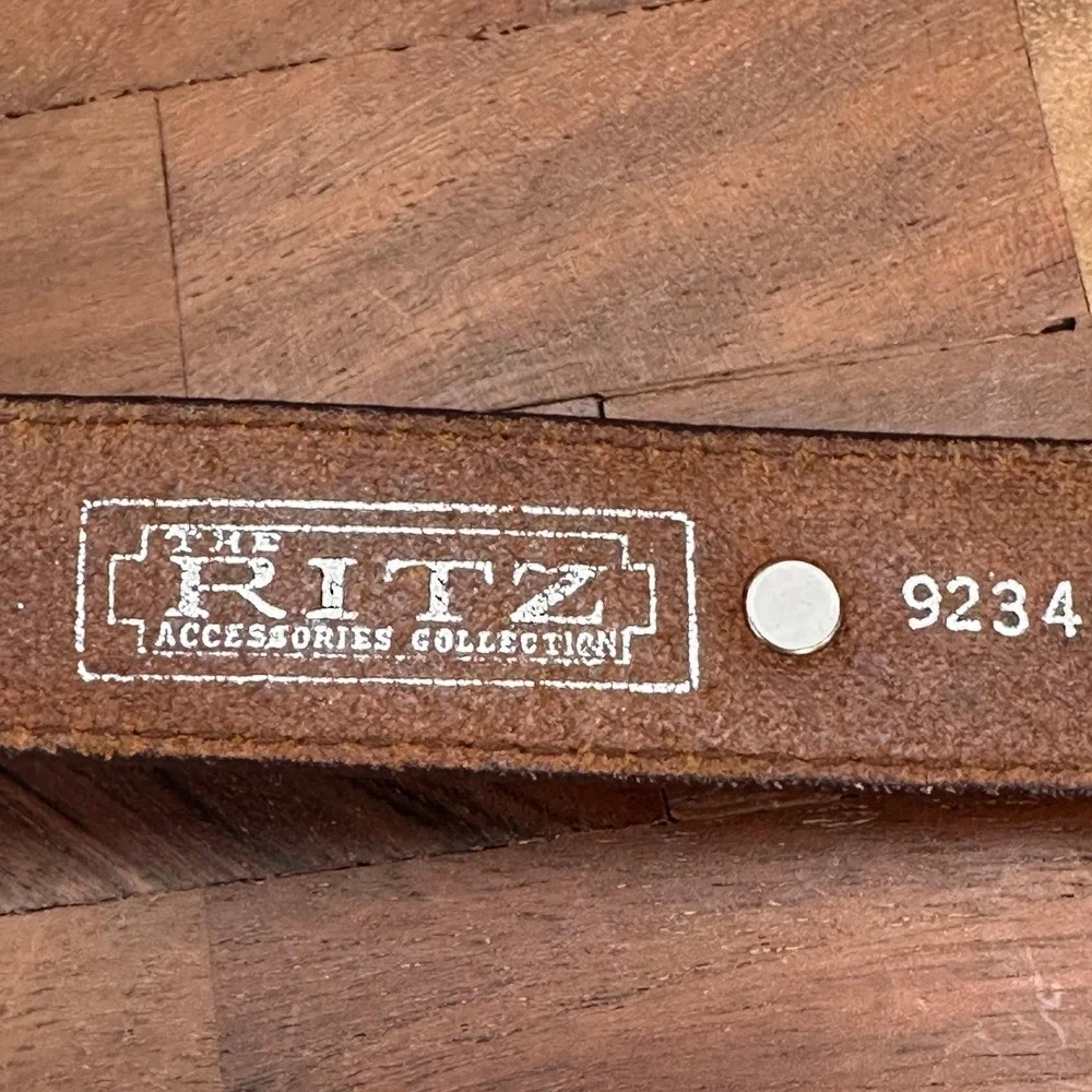 The Ritz Accessories Collection‎ Belt SZ Small Brown with silver Western Leather